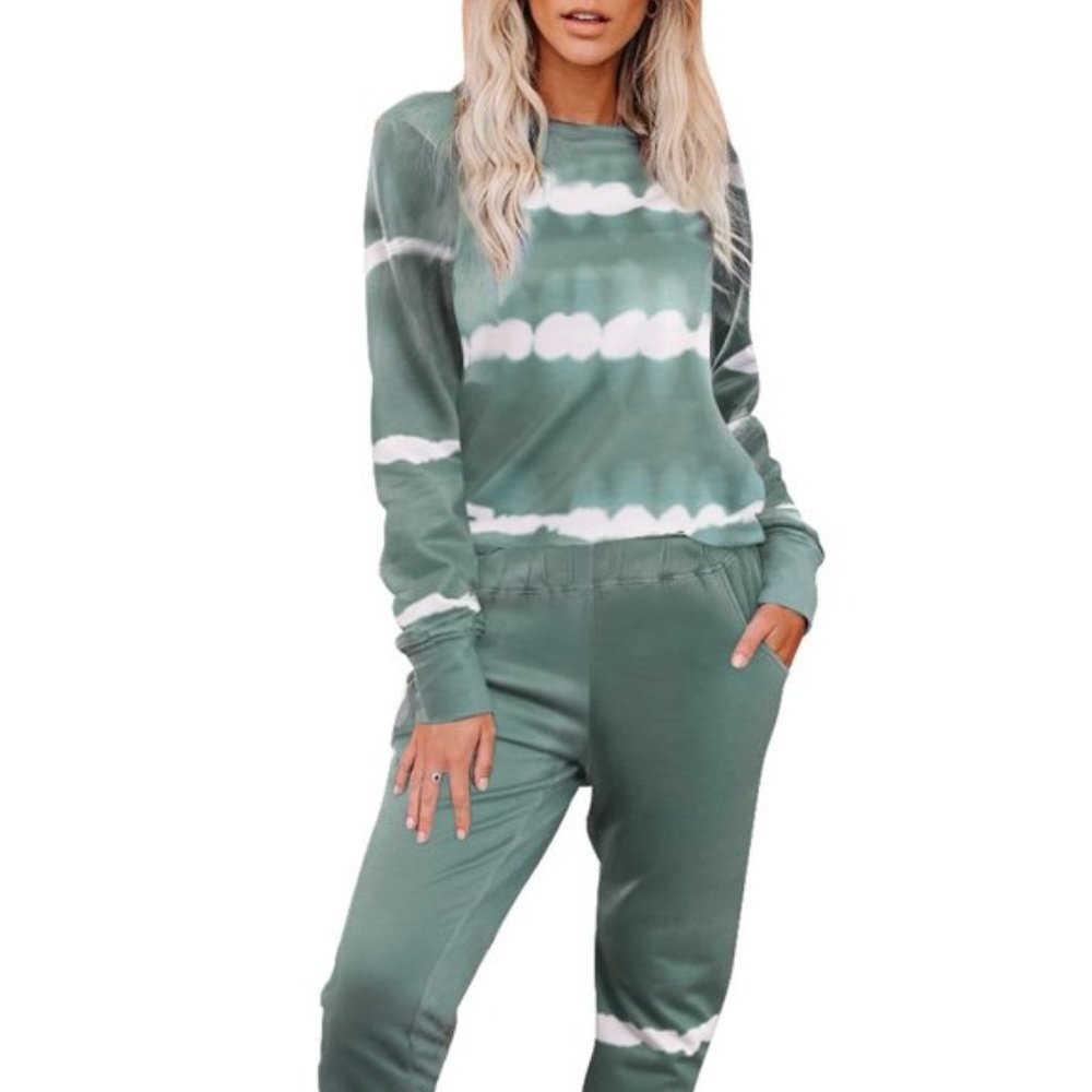 Project Social T Chase Tie Dyed Sweatshirt in Green and White